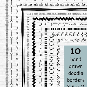 Doodle Frame Clip Art Set, Hand drawn frame PNG bundle, digital paper crafts, frame illustrations, doodle border, overlays, border clip art