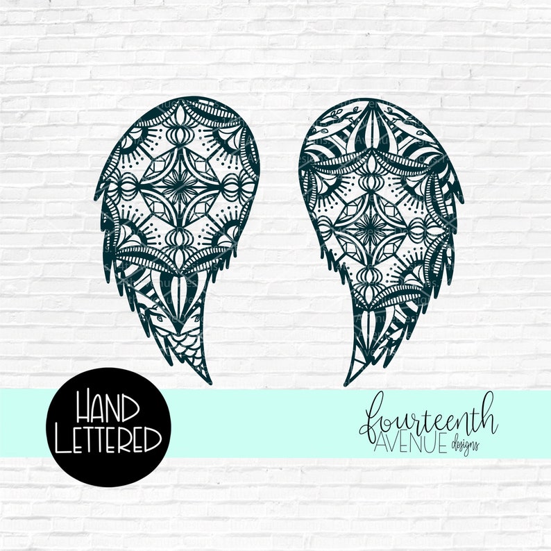 Download Angel Wing Mandala SVG Angel Wing Zentangle SVG In Memory ...