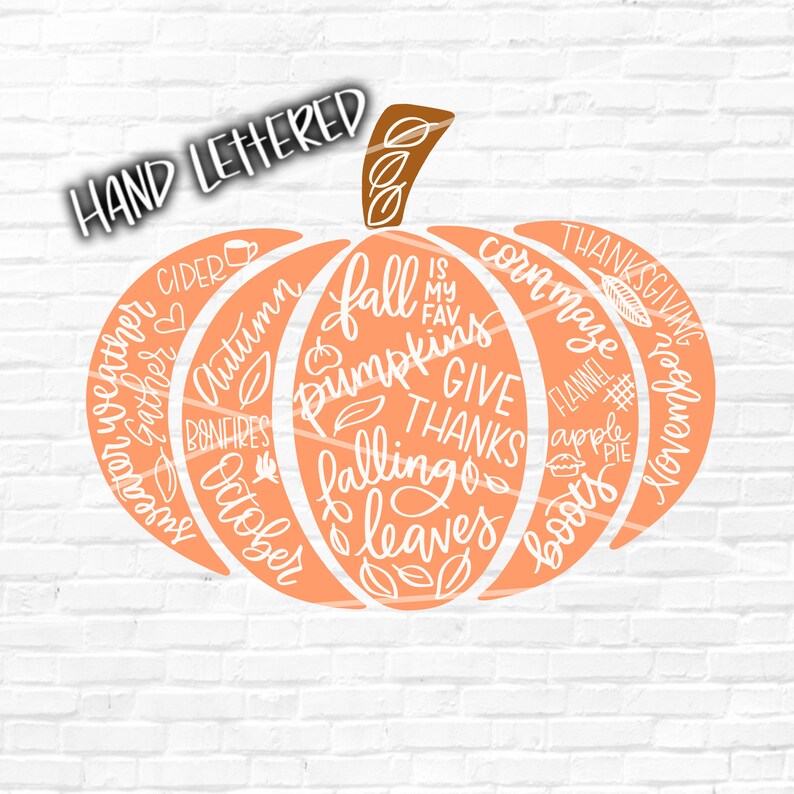 Pumpkin SVG Cut File / Pumpkin Typography / Fall Words / Hand Etsy