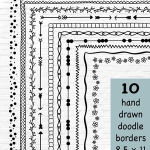 Pacchetto PNG con cornice scarabocchio disegnato a mano, artigianato digitale della carta, illustrazioni di bordo disegnate a mano, sovrapposizioni di cornici, sovrapposizioni di bordi, clip art di bordo