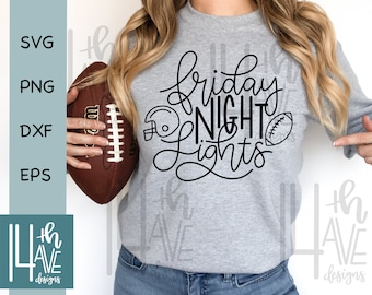 Football SVG / Friday Night Lights SVG / Football Fan / Hand Lettered / File Types - svg, png, dxf / Uses: cut file, overlay, clip art