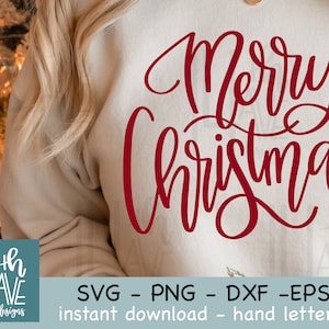 Joyeux Noël SVG / Noël SVG / Lettré à la main / svg, png, dxf / clip art, superposition numérique, fichier coupé, sublimation / Script de Noël