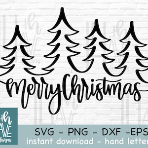 Feliz Natal SVG, arquivo de corte de árvore de Natal, letras à mão, sobreposição de texto de Natal, svg, png, dxf, clip art, eps
