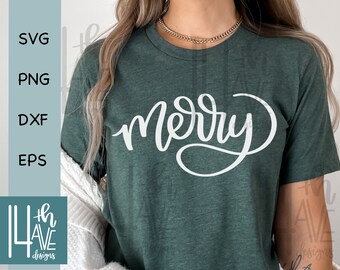 Merry SVG, Merry Hand Lettered SVG, png, dxf, eps, clip art, Merry Sublimation Design, Merry Overlay, Merry Text PNG