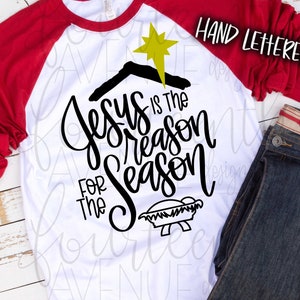 Jesus ist der Grund für die Saison SVG geschnitten Datei / Weihnachten / Hand beschriftet und von Hand gezeichnet / Dateien enthalten: svg, png, dxf
