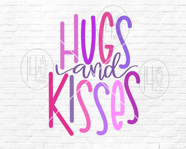 Hugs and Kisses SVG Valentine SVG png dxf clip art Hugs | Etsy