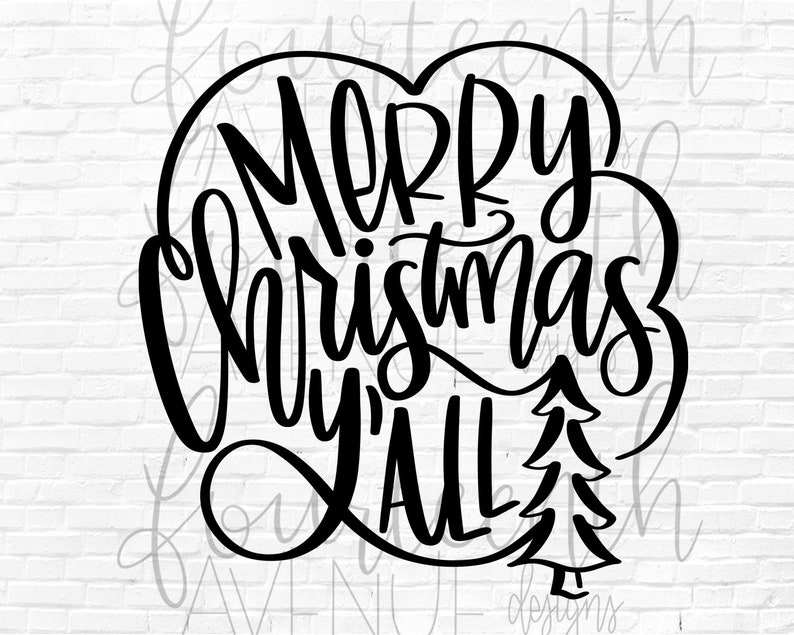 Download Merry Christmas Y'all SVG Southern SVG Cut File Hand | Etsy