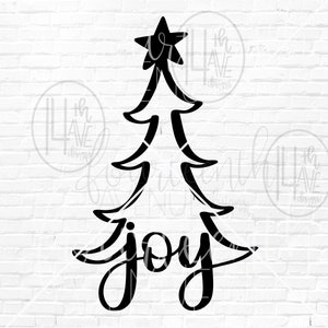 Joy SVG, Joy Christmas SVG, Joy Cut File, Hand Lettered and Hand Drawn, svg, png, dxf, Christmas SVG, Christmas Tree