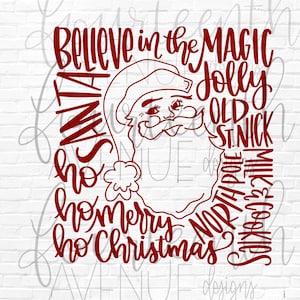 Santa SVG / Weihnachten Typografie / Wortkunst / Weihnachten SVG / Weihnachten PNG / Santa Sublimation Typografie / Hand beschriftet