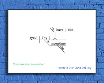 Lana Del Rey - "Born To Die" - Sentence Diagram Print