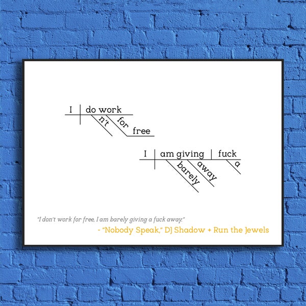 Run the Jewels - Nobody Speak Sentence Diagram Print