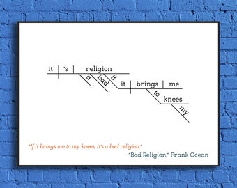 Frank Ocean - Bad Religion - Sentence Diagram Print