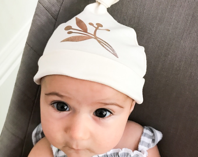 Featured listing image: Baby Knot Hat // Organic Cotton // Berry Branch Sprig