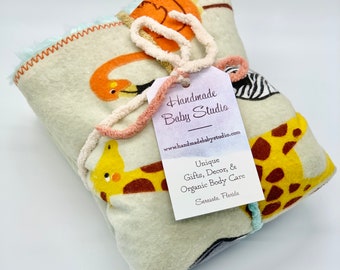 Animal Theme Baby Blanket / Organic Cotton/ Plush & Cozy