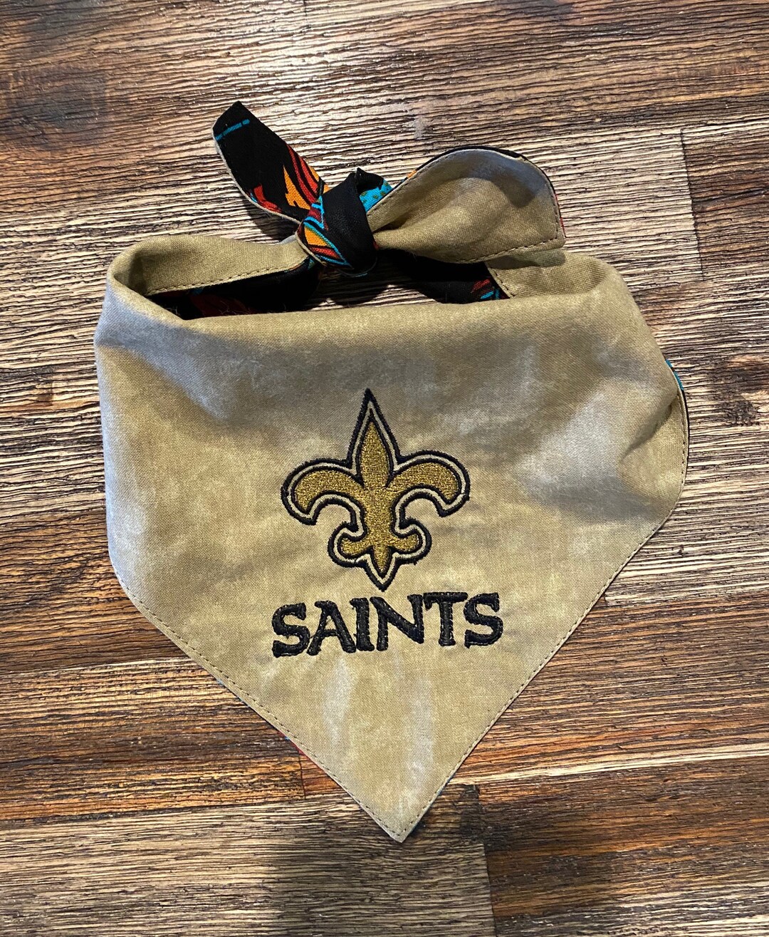 New Orleans Saints Reversible Embroidered Dog Bandana Etsy