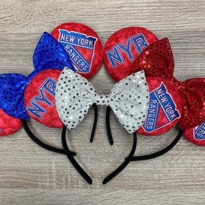 New York Rangers Inspired Embroidered Mickey Ears