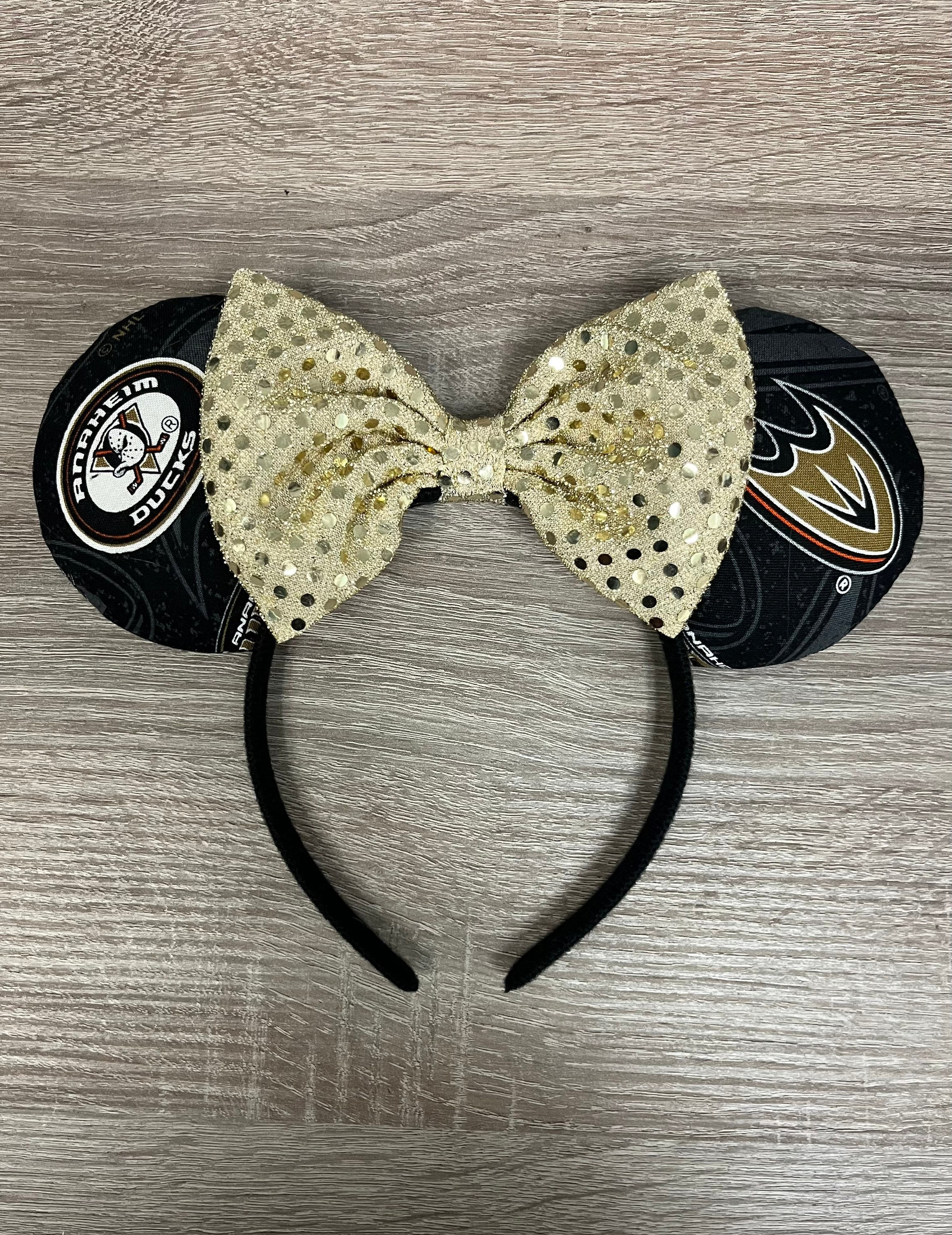 Disney NHL Anaheim Ducks Orange Bow Ear Headband with Character Medallion Yesterday was pure gold? Thank you @disneyland and Orange  main image 3