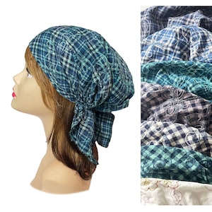 Embroidered lightweight Cotton head scarf head wear bandana pre-tied head cover cap doctors nurses