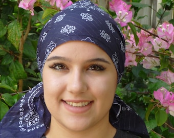 Lurex head scarf head wrap bandana pre-tied head cover chemo cap tichel doctors nurses kopftuche