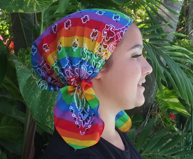 american flag head scarf head wear rainbow LGBT bandanas pre-tied cotton peace sign headcover cancer chemo cap turban