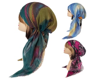 Long gauze pre-tied head wrap hair cover chemo cap headwear bandana slip on headscarf hair loss nurse