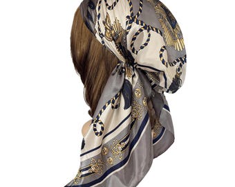 Pañuelo náutico preatado - Pañuelo sedoso para la cabeza, accesorio para quimioterapia, varios colores
