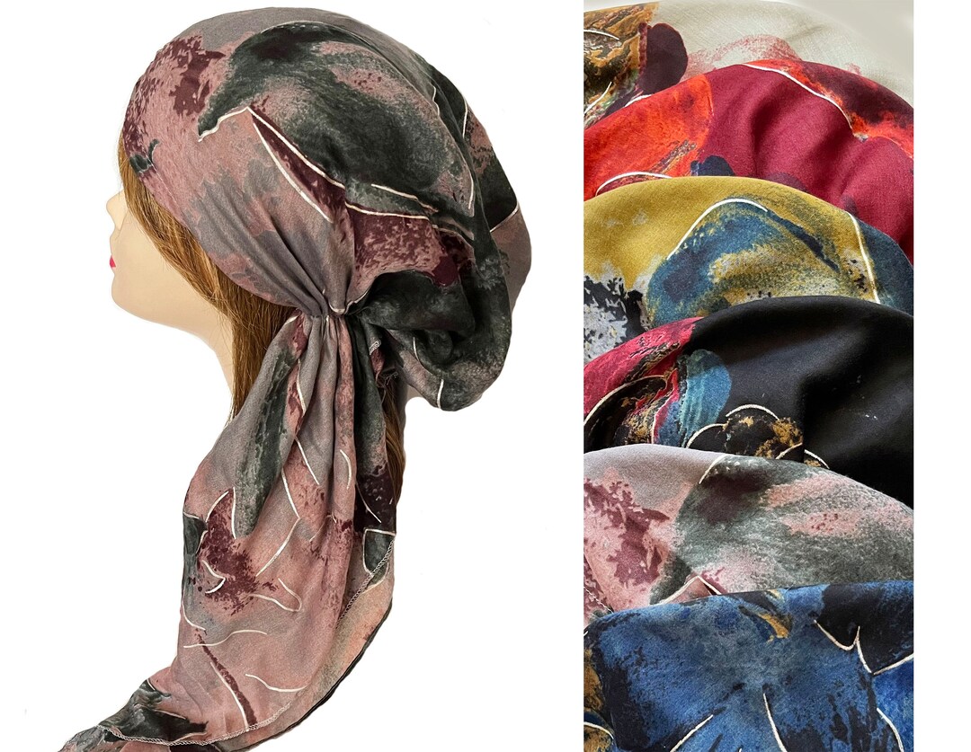 Long Floral Gauze Pretied Head Wrap Hair Cover Chemo Cap Headwear