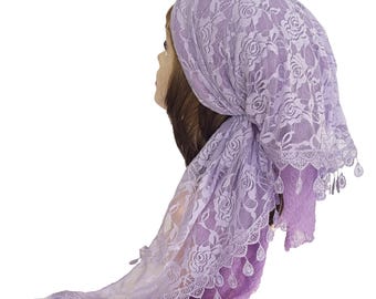 Foulard con frange in garza a doppio strato in morbido pizzo foderato, fascia per capelli, bandana pre-annodata, copricapo, cuffia chemioterapica, perdita di capelli Tichel