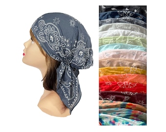 Soft super light 100% Cotton head scarf head wrap bandana pre-tied headcover doctors nurses chemo