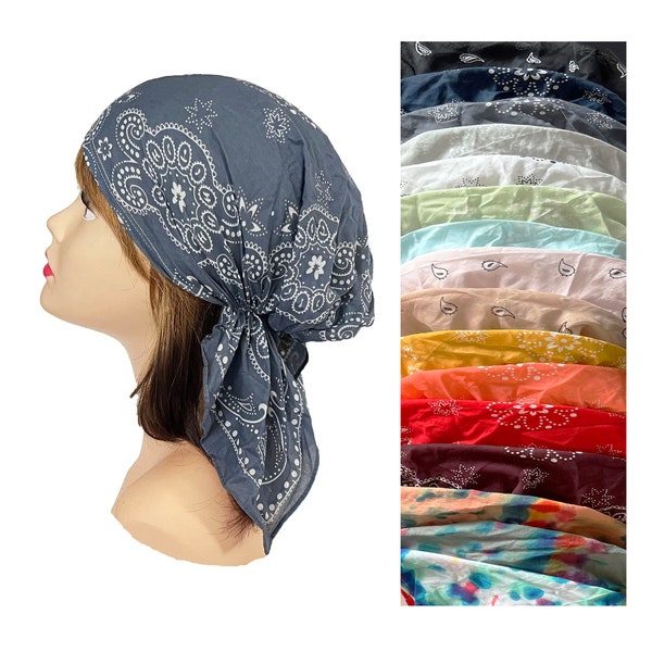 Soft super light 100% Cotton head scarf head wrap bandana pre-tied headcover doctors nurses chemo