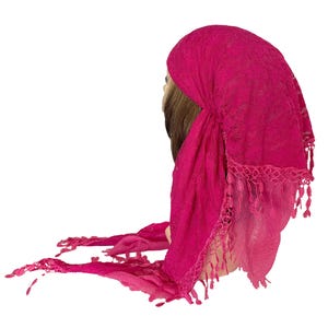 Soft Lined Lace double layer gauze fringed headscarf head wear head-wrap pre tied bandana  hair cover chemo cap hair loss Tichel