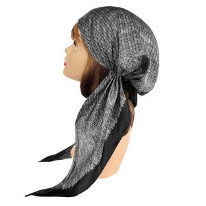 Soft luxurious silky pre-tied hair scarf black head wear cap stylish head wrap for women Chemo cancer patients hair loss headscarf