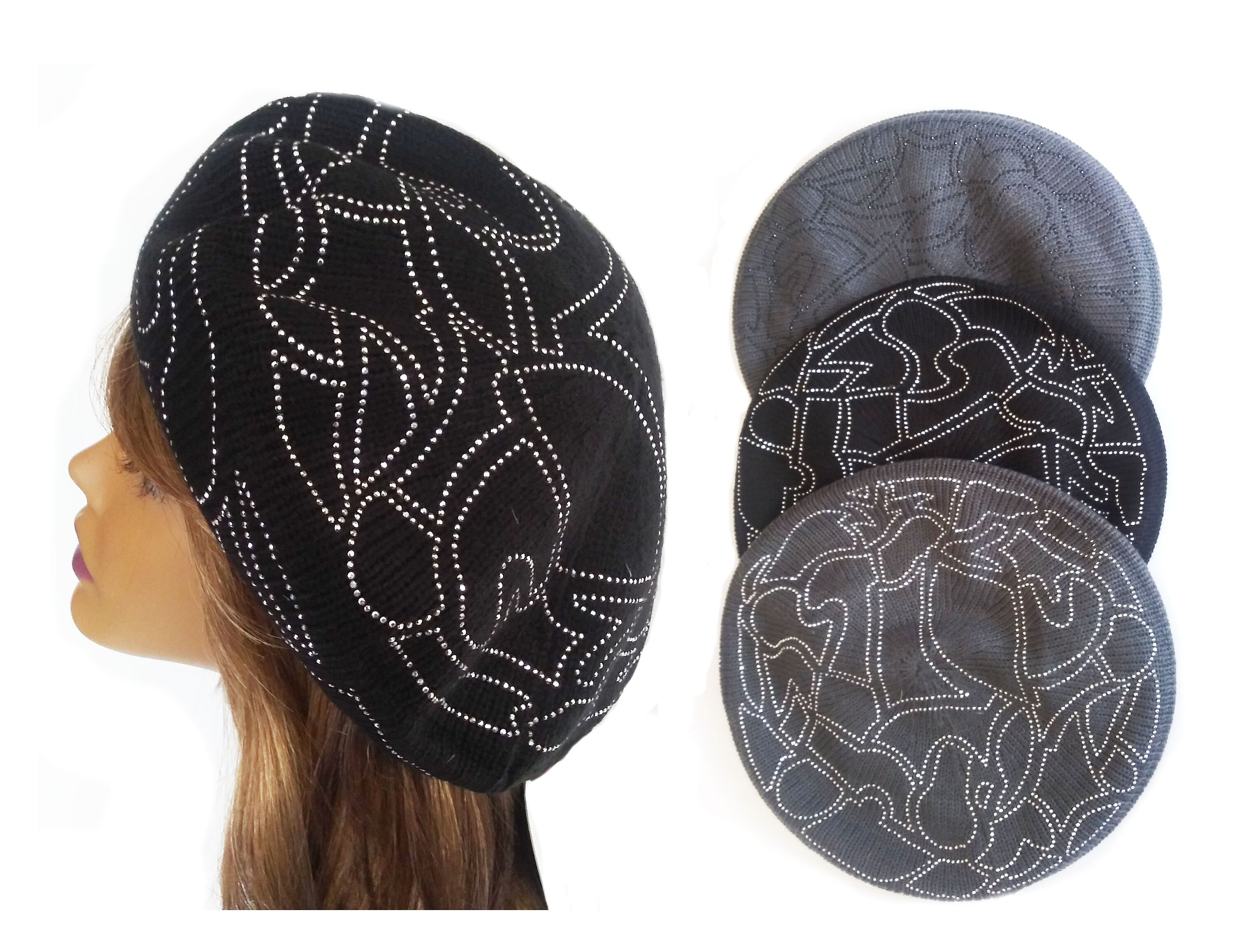 Sparkle beret for woman Knit Beret hat Lined Ladies Cap Etsy