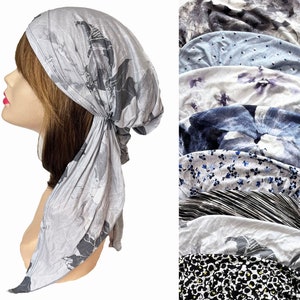 Rayon tranquil scarf pre-tied head scarf. Beauty, comfort, and convenience. Hair loss hat | chemo cap | nurse doctors head wear head wrap