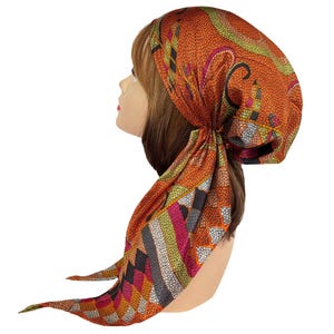 Soft luxurious silky pre-tied hair scarf brick head wear cap stylish head wrap for women Chemo cancer patients hair loss headscarf