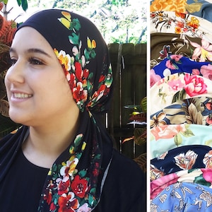Ultra Soft Floral Headscarf Pre-tied Flower Headcover Cancer Turban | Hair Loss Hat| Chemo headwear | Nurse Doctors Head Wear Wrap