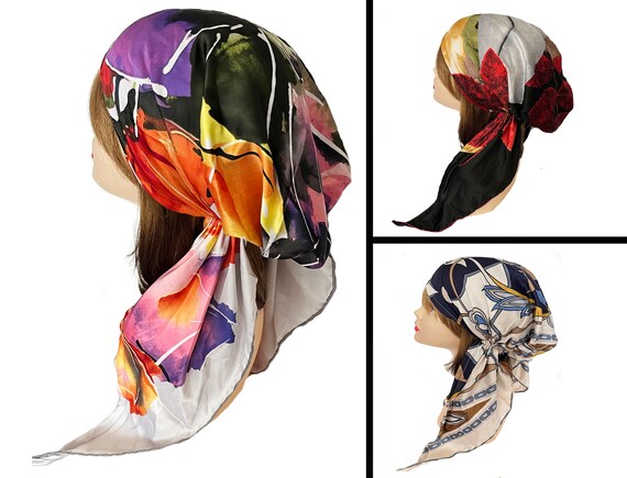Foulard En Coton Unie 75x75cm - Écharpe Style Rural Pour Adulte Senior, Photo, Scène Et Quotidien