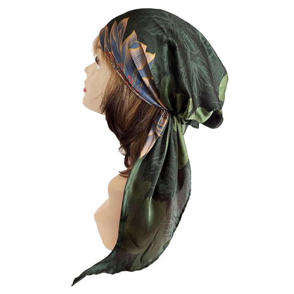 Foulard pre-annodato verde - Fascia per capelli setosa per donna