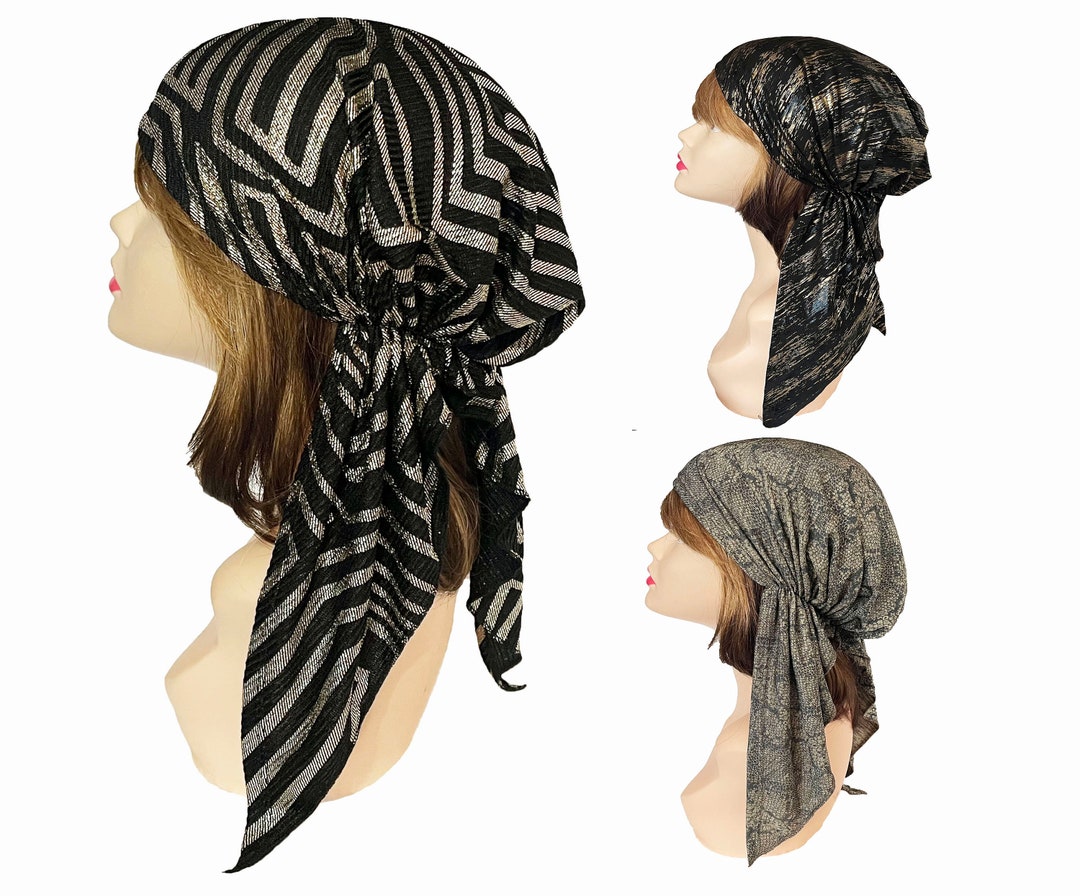 Buy Elegant Pre Tied Head Scarves Sparkles Embossed Shimmering