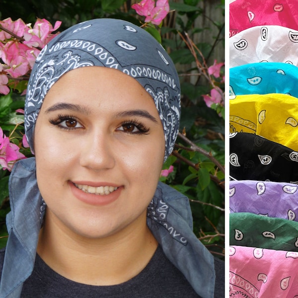 Bandana en coton, foulard pré-noué, foulard de chimio, enveloppement de la tête pour femmes, médecins, infirmières