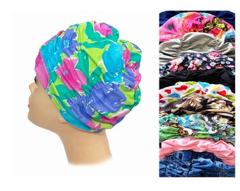 Lycra pleated swim cap large chemo beanie hat cap hair cover