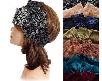 Bow colorful velvet Headband Womens lace Wide Headbands tied dye head accessories