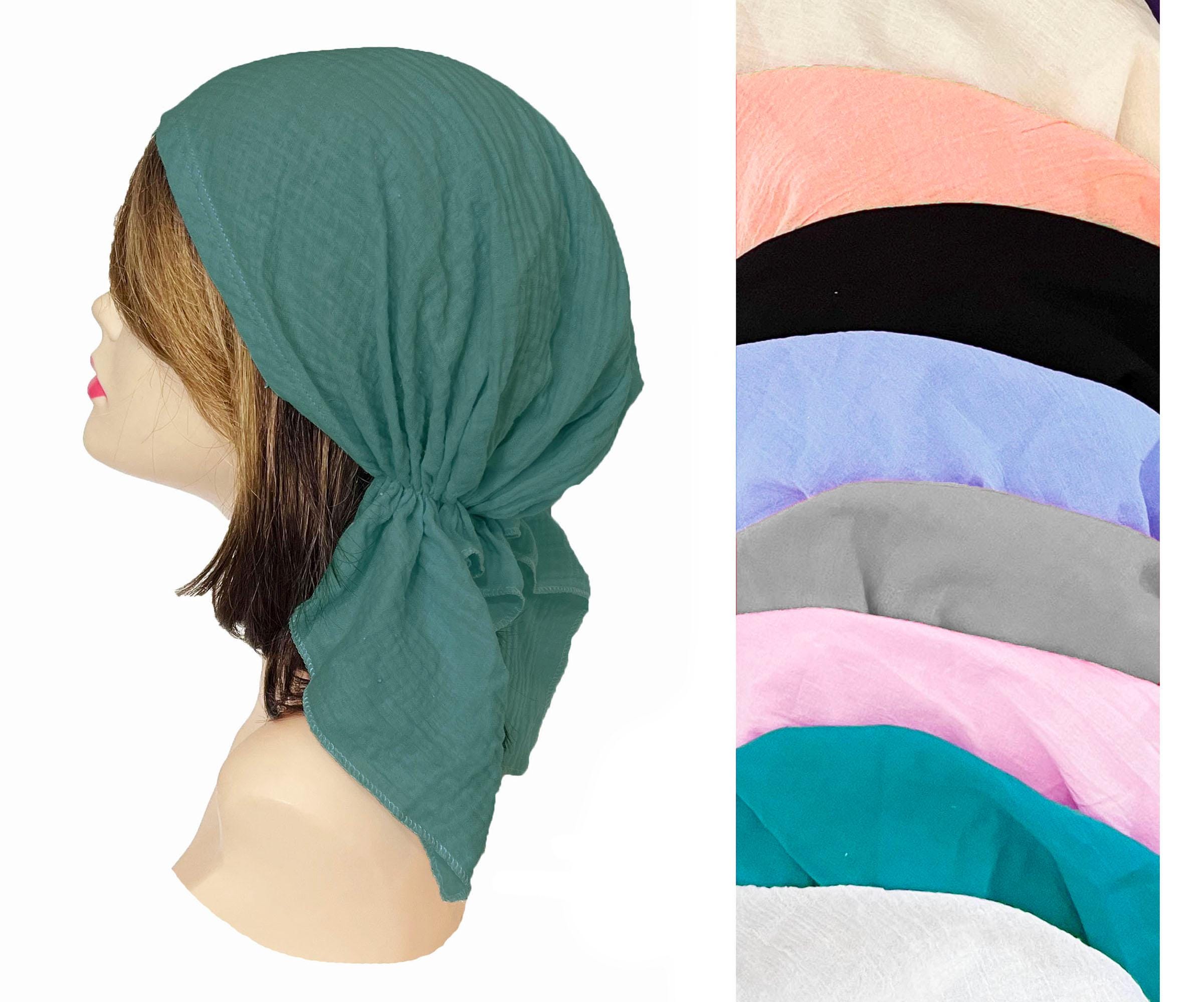 100% cotton double gauze head scarf headwear bandana pre-tied cotton hair cover chemo cap doctors nurses