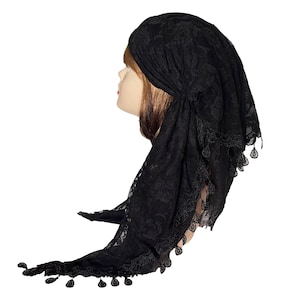 Soft Lined Lace double layer gauze fringed headscarf head wear head-wrap pre tied bandana  hair cover chemo cap hair loss Tichel