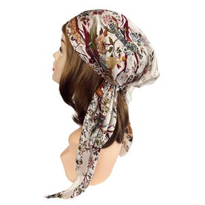 Soft luxurious silky pre-tied hair scarf head wear cap stylish paisley head wrap for women Chemo cancer patients hair loss headscarf