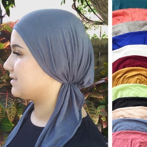 Embrace elegance and comfort soft pre-tied head scarves. Choose your favorite color, a touch of grace and style head wrap scarf.