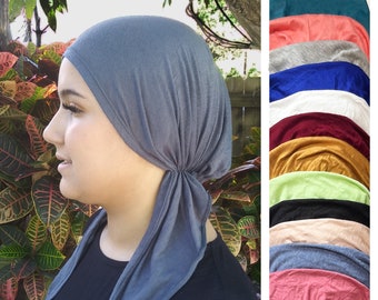 Embrace elegance and comfort soft pre-tied head scarves. Choose your favorite color, a touch of grace and style head wrap scarf.
