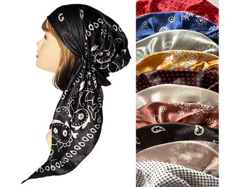 soft silky pre-tied head scarf paisley cancer chemo head wrap hair cover for a super cool feel