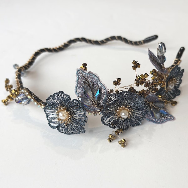 Rhinestones Headband, Sparkly Crystal Floral Hairbands, Beaded Headpieces, Hair Accessories for Women
