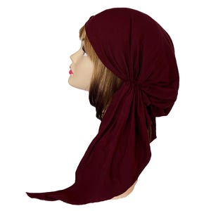 Solid Thermal pre tied head wrap. Long tails head covers for Cancer Patients. Tichel.